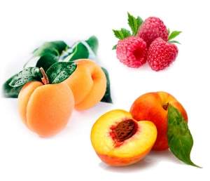 Персик, малина и абрикос